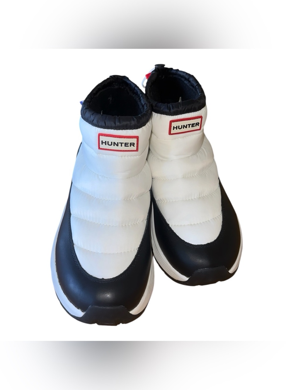NWT  $150 Hunter Anne Waterproof Snow Boots White/Black Pull On Quilted Women's - Picture 8 of 12